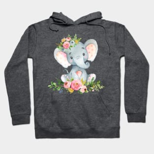 Cute Elephant with Flowers Hoodie